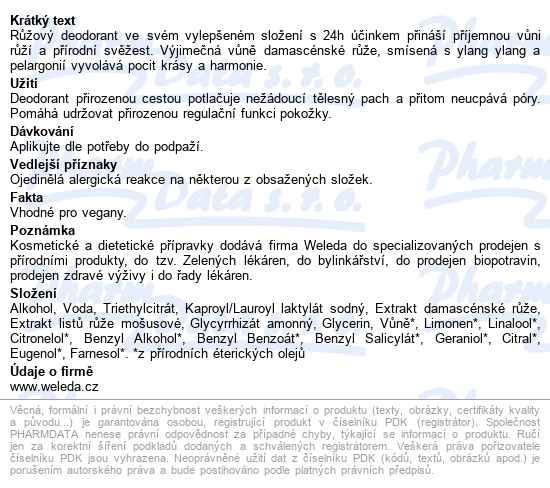 Weleda Růžový Deodorant 100ml - popis