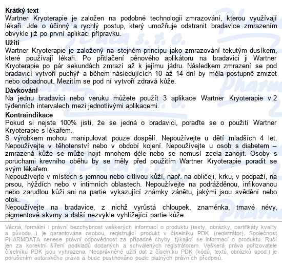 Wartner Kryoterapie Bradavic 50ml - popis