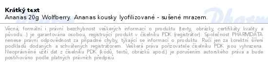 Ananas sušený mrazem 20g Wolfberry - popis
