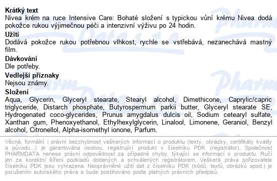 Nivea Intensive Care Krém Na Ruce 100ml 84695 - popis