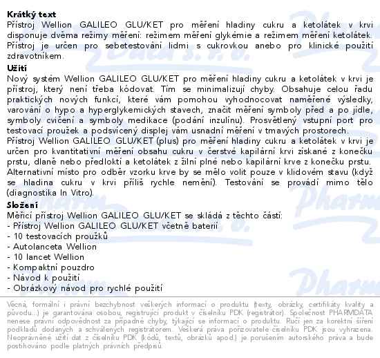 Wellion Galileo GLU/KET glukometr set černý - popis