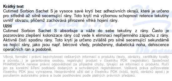 Cutimed Sorbion Sachet S 10x10cm,sterilní,čistí ránu a absorbuje exudát,kte - popis