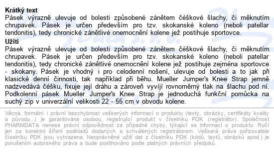 Mueller Jumpers Knee Strap Podkolenní Pásek černý - popis