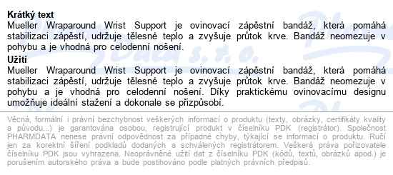 Mueller Wrap. Wrist Support Bandáž Na Zápěstí - popis