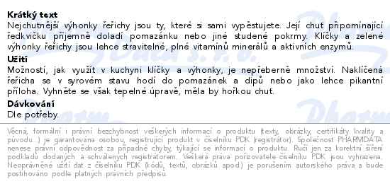 Řeřicha semínka na klíčení BIO 200g Wolfberry - popis