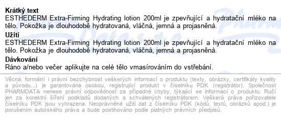 Esthederm Extra-firming Hydrating Lotion 200ml - popis