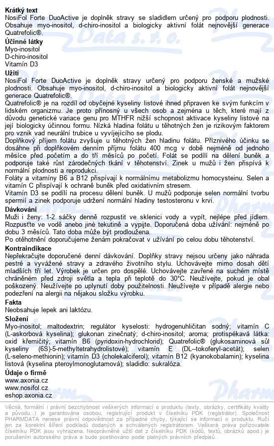 Nosifol Forte Duoactive Sáčky 30x4g - popis