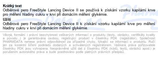 Freestyle Lancing Device Ii - popis