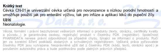 Cévka Pro Novorozence S Nízkou Porod.hmot.cn-01 - popis