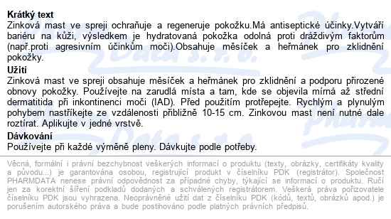 Abena Zinková Mast Ve Spreji (10% Zinkoxid) 100ml - popis