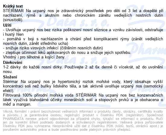 Stérimar Nosní Sprej Ucpaný Nos 50ml - popis
