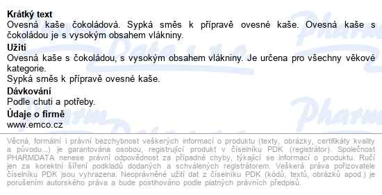 Emco Ovesná Kaše S čokoládou 5x55g - popis