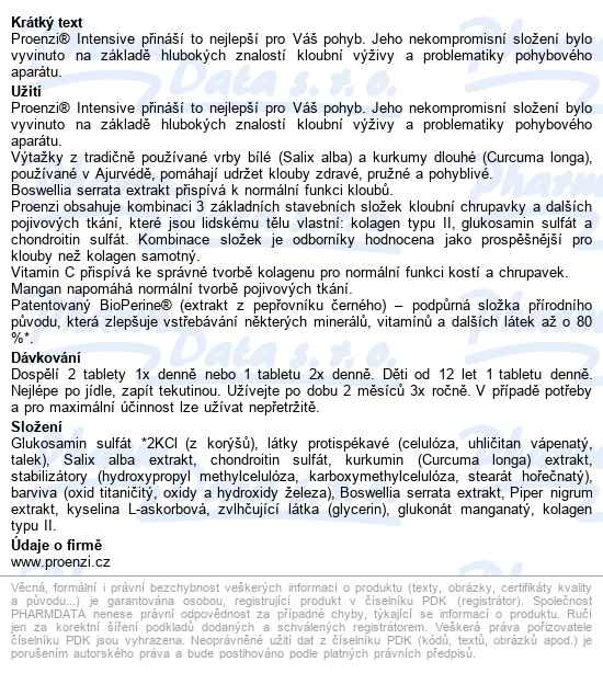 Proenzi Intensive Tbl.120 - popis