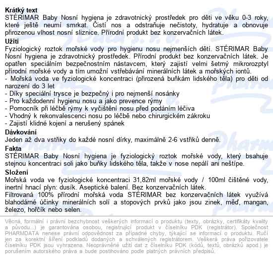 Stérimar Nosní Sprej Baby 50ml - popis