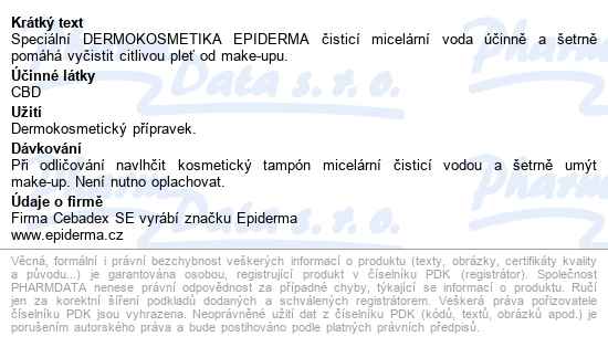 Epiderma Bioaktivní Micelární Voda Odlič. 300ml - popis