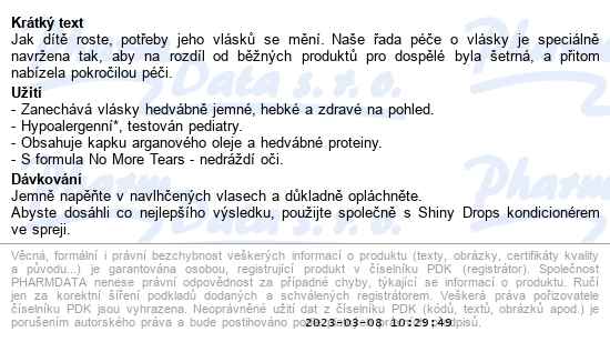 Johnsons Shiny drops šampon 500 ml - popis