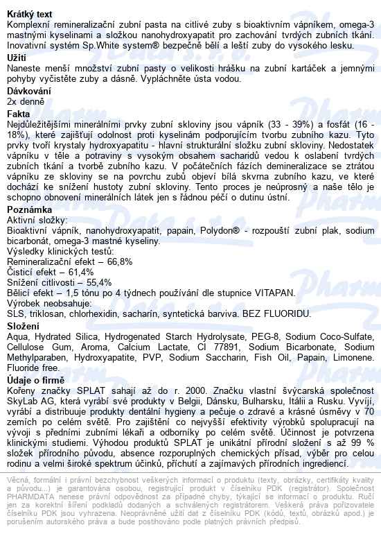 Splat Professional Biocalcium Zubní Pasta 40ml - popis