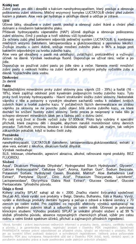 Splat Junior Juicy Dětská zubní pasta Zmrzlina 35ml - popis