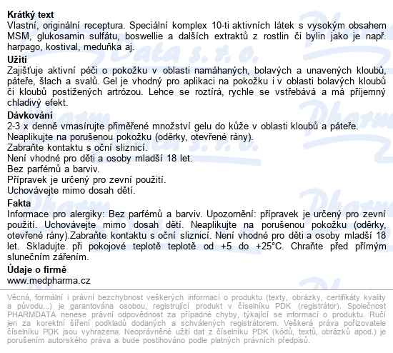 Medpharma Orthoherba Gel 150ml - popis