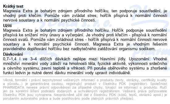 Magnesia Extra 700ml - popis