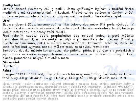 Slzovka Jobovy slzy 250 g Wolfberry - popis