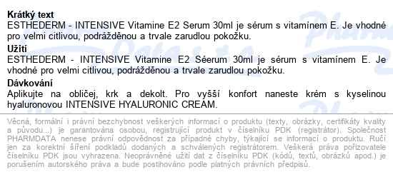 Esthederm Intensive Vitamine E2 Serum 30ml - popis