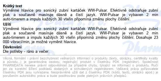 Biotter Ww-pulsar Výměnné Hlavice 2ks - popis