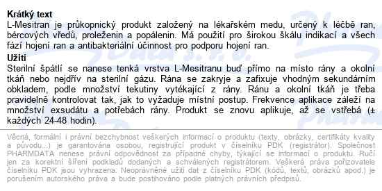 Krytí Gelové L-mesitran Soft hydroaktivní antimikrobiální gel pro hojení ran,tu - popis