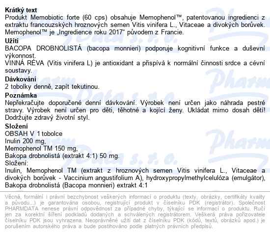 Memobiotic Forte Na Paměť Cps.60 - popis