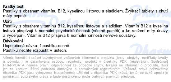 Vita B12+kyselina Listová 1mg/400mcg Tbl.100 - popis