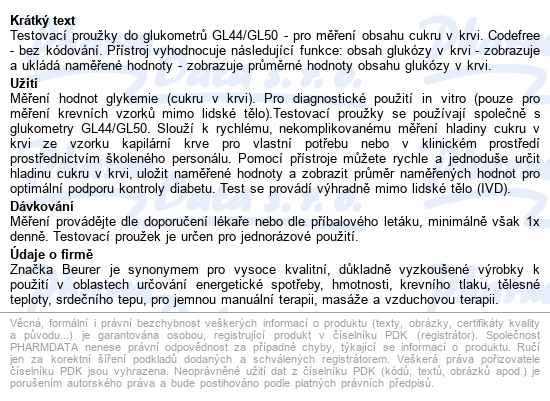 Test.proužky Ke Glukom.beurer Gl 44/gl 50 2x25ks - popis