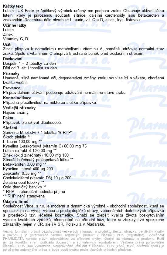 Lutein Lux Forte Cps.60 - popis