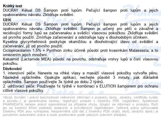 Ducray Kélual Ds šampon Proti Lupům 100ml Sleva - popis
