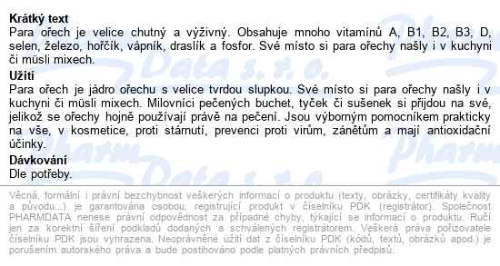 Allnature Para Ořechy 500g - popis