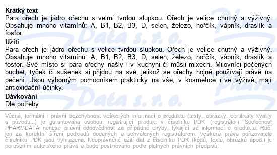 Allnature Para Ořechy 1000g - popis