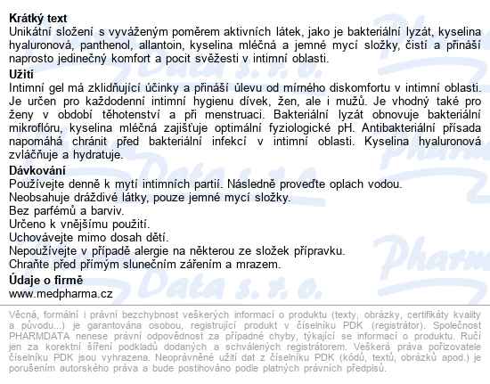 Medpharma Intimní Gel 230ml - popis