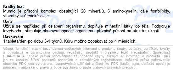 Mumio Altajské Tbl.60 - popis