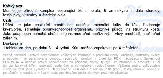 Mumio Altajské Tbl.30 - popis