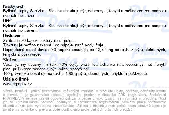 Dr.popov Kapky Bylinné Slinivka-slezina 50ml - popis
