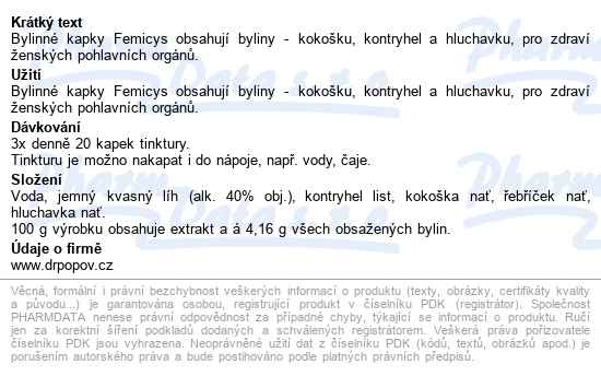 Dr.popov Kapky Bylinné Femicys 50ml - popis