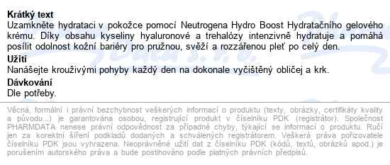 Neutrogena Hydro Boost hydratační gelový krém 50 ml - popis