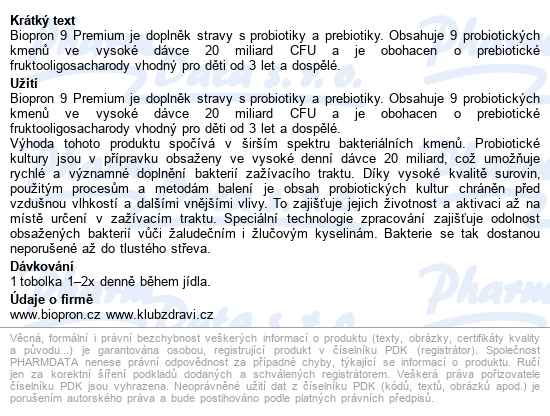 Biopron 9 Premium Tobolek 30 - popis