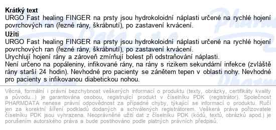 Urgo Fast Healing Finger Na Prsty Hydrok.nápl.8ks - popis