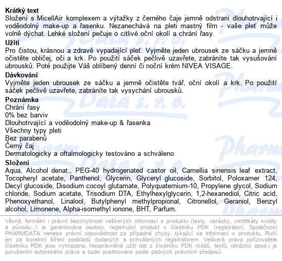 Nivea Micellair Expert Odlič.ubrousky 20ks 88547 - popis