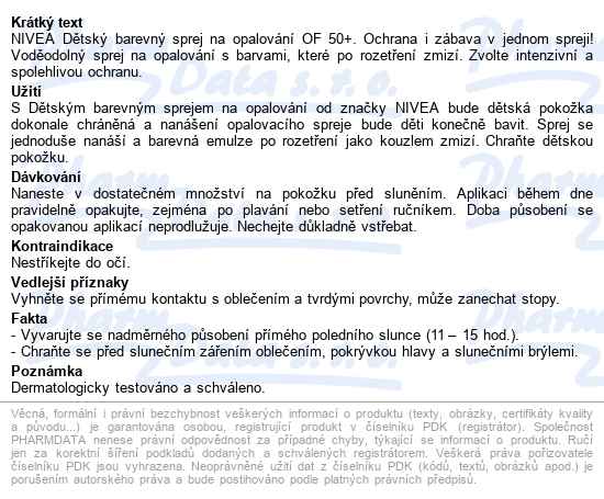 Nivea Sun Kids Opal.sprej Barevný Of50 200ml 85667 - popis