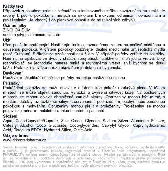 Cutozinc Silver Spray Drkonrad 50ml - popis