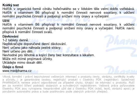 Medpharma Magnesium Citrát Forte B6 Tbl.67 - popis