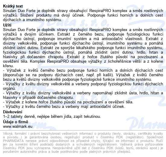 Sinulan Duo Forte Tbl.30 - popis