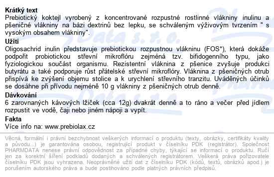 Prebiolax 600g - popis