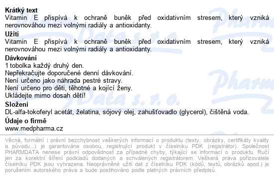 Medpharma Vitamin E 400 Tobolek 107 - popis